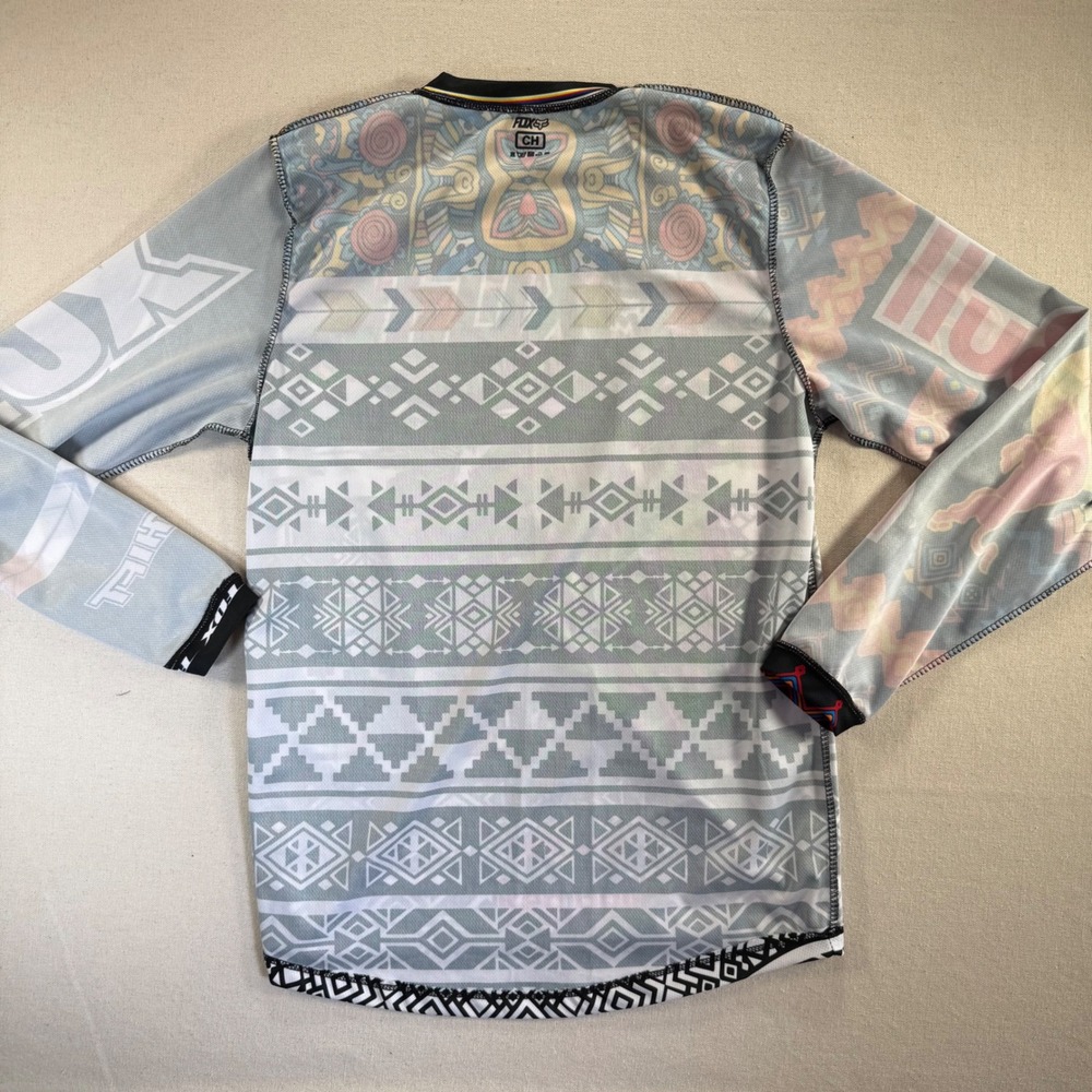 Fox Racing Red Bull Motocross Jersey Skull Headdress Graphic Long Sleeve Small - Picture 4 of 8